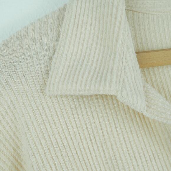 Nation LTD Scout Easy Collared Henley Top Large Cream Minimal Relaxed Classic - Picture 3 of 7